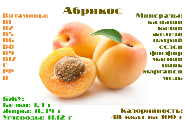 Состав плодов абрикоса